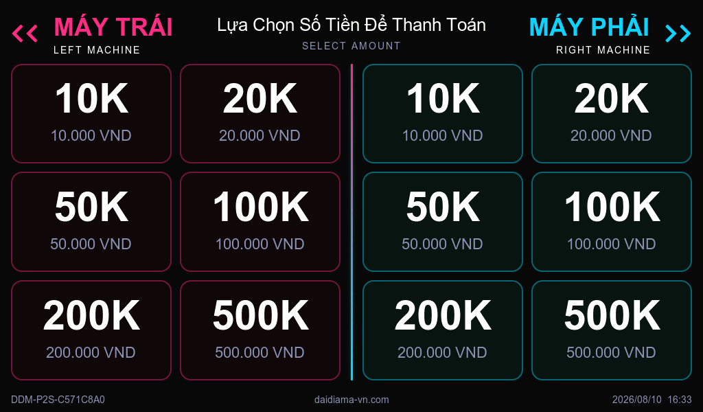 Màn hình bản 2 máy: mỗi máy một bảng mệnh giá riêng